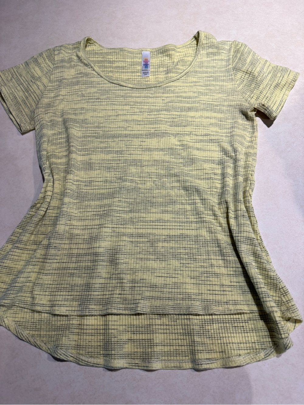 LuLaRoe Yellow Heathered Scoop Neck Short Sleeve Top